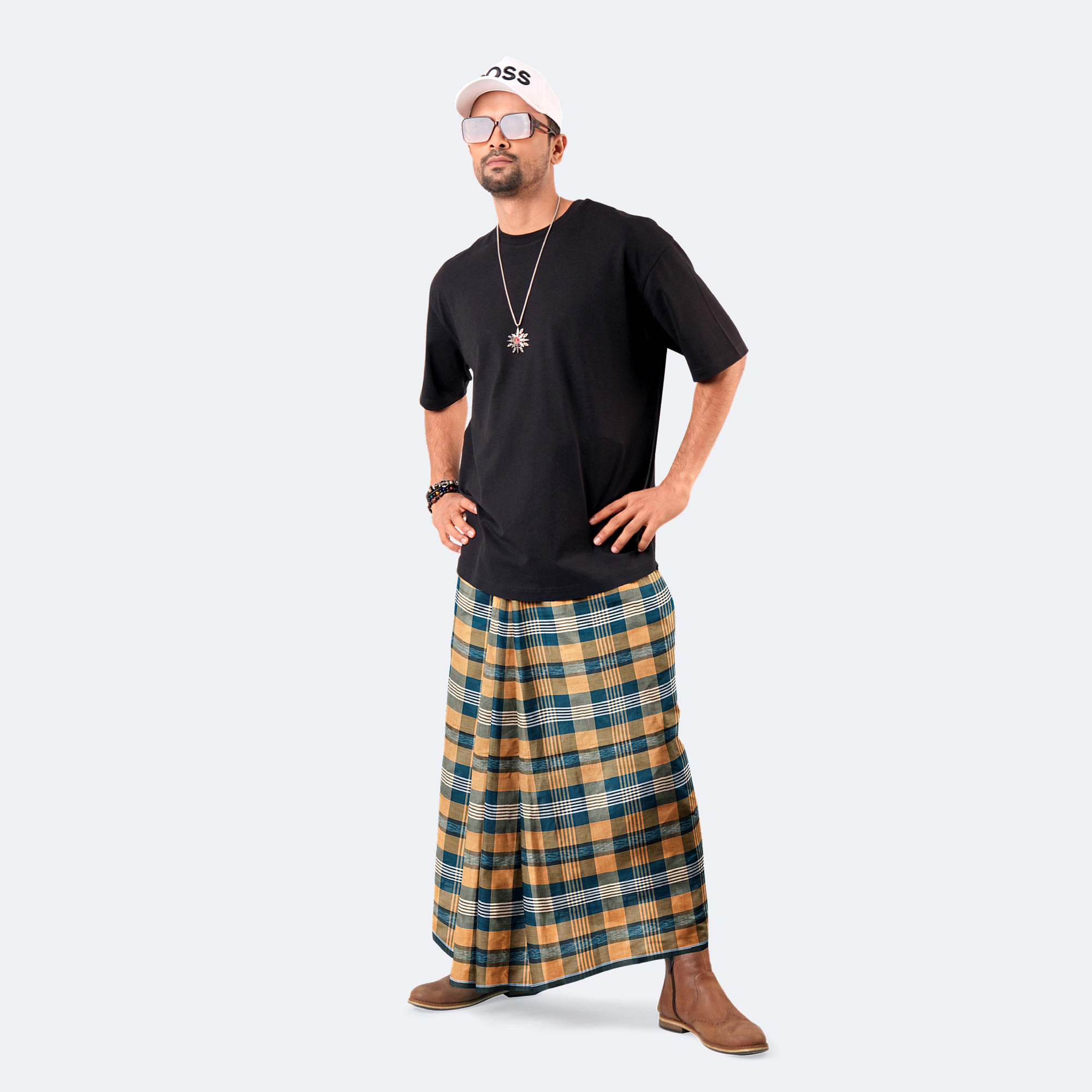 Men’s Soft Cotton Lungi – Multicolor Striped Pattern - High Choice